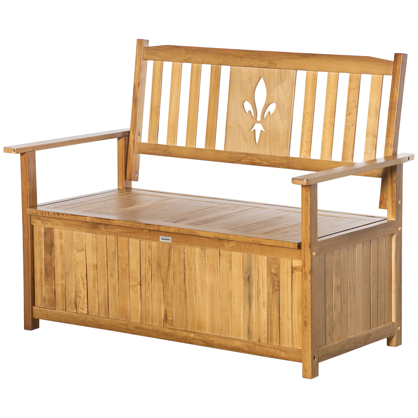 Outsunny 2 Seater Wood Garden Storage Bench Outdoor Storage Box