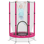 4.6ft Kids Trampoline W/ Safety Enclosure Net, For Indoor Outdoor | Pink