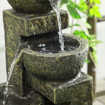 4-tier Stacked Stone Cascade Waterfall Feature, Black/yellow