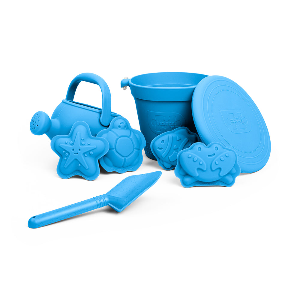 5 Piece Silicone Beach Toy Bundle | Blue