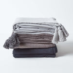 Cotton Rajput Ribbed Throw | 255cm x 360cm | Sea Grey