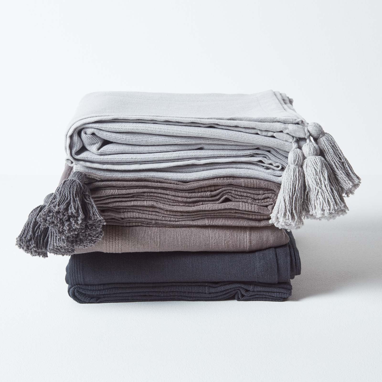 Cotton Rajput Ribbed Throw | 255cm x 360cm | Black