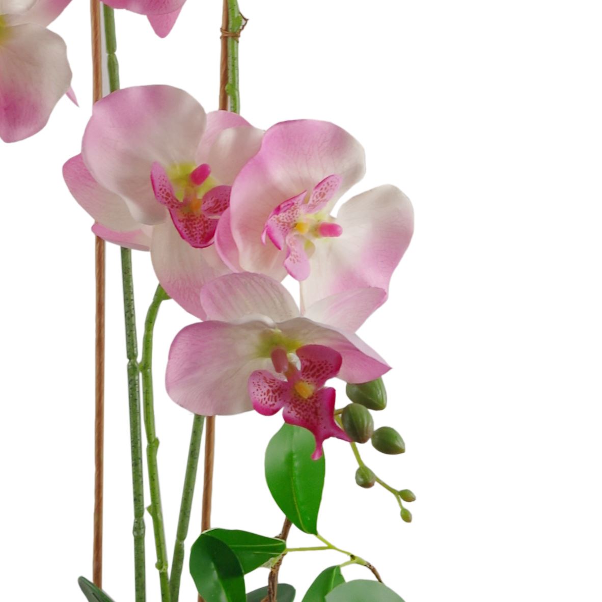65cm Artificial Orchid Light Pink In Glazed Planter