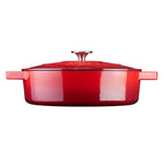 Cast Iron Casserole Dish 28cm Oven Proof Pan & Lid | 28cm | Red