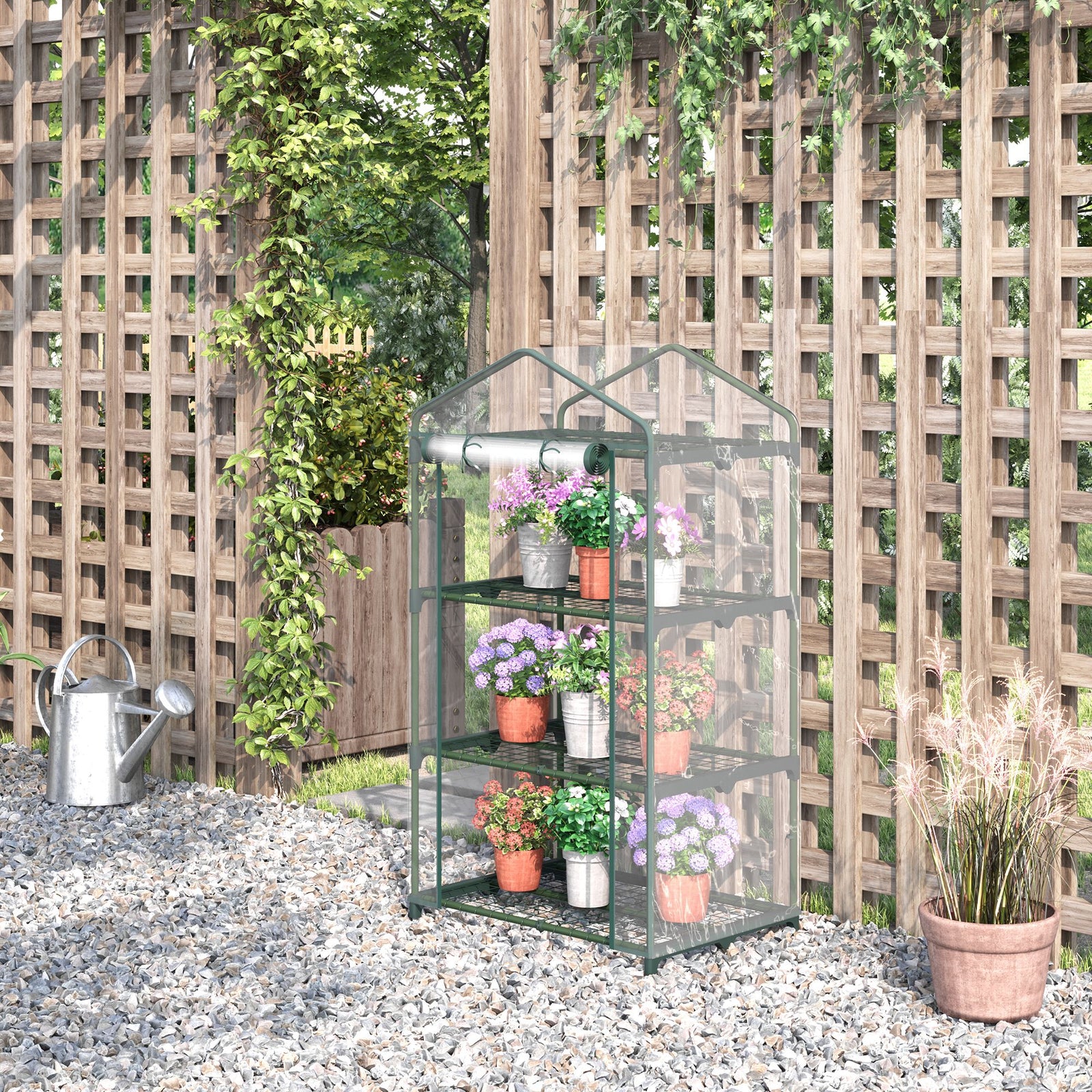 Portable Greenhouse W/ 3 Tier Shelves 69x49x125cm