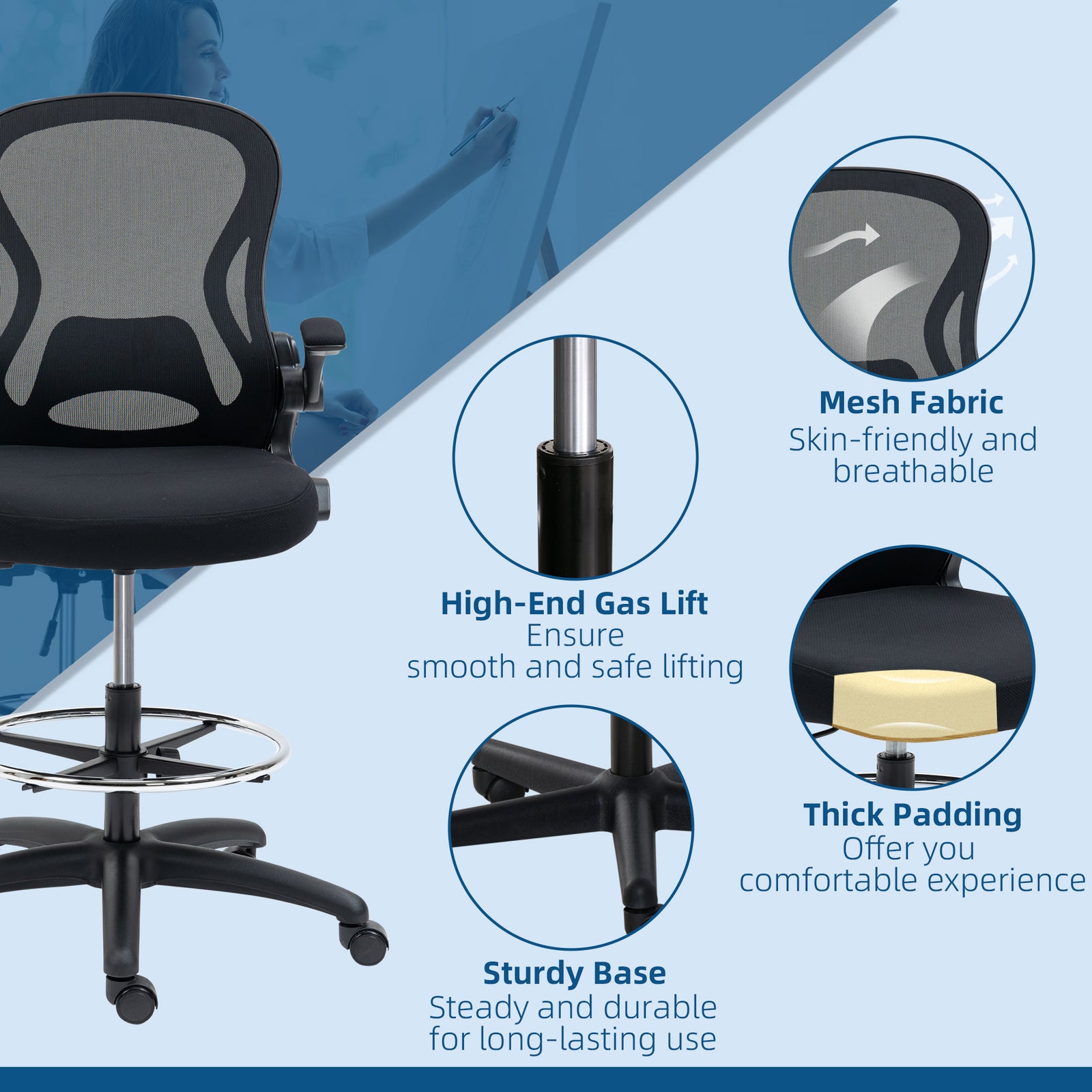 Tall Office Chair W/ Lumbar Support | Black