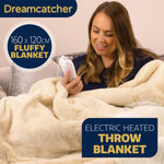 Heated Throw Faux Fur Electric Blanket 160 X 130cm Thermal Blanket & Timer 9 Heat Settings | Double | Cream