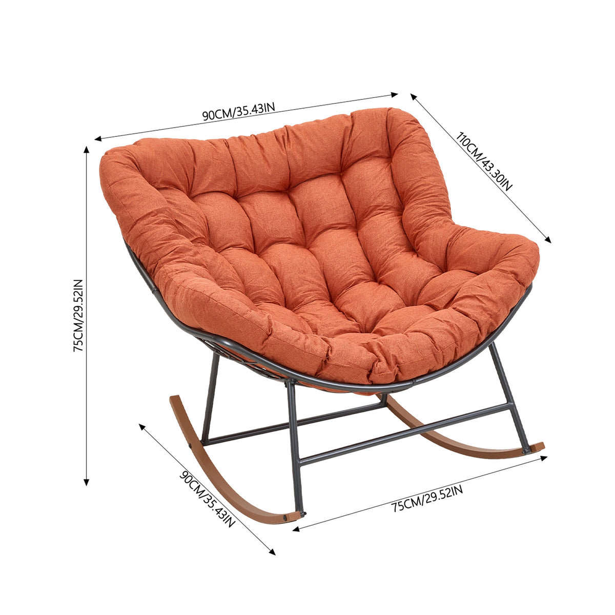 Breeins Rocking Chair with Tufted Cushion & Wood-Effect Runners