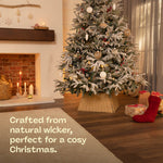 Handcrafted Wicker Tree Skirt Rustic 50cm Christmas Decoration