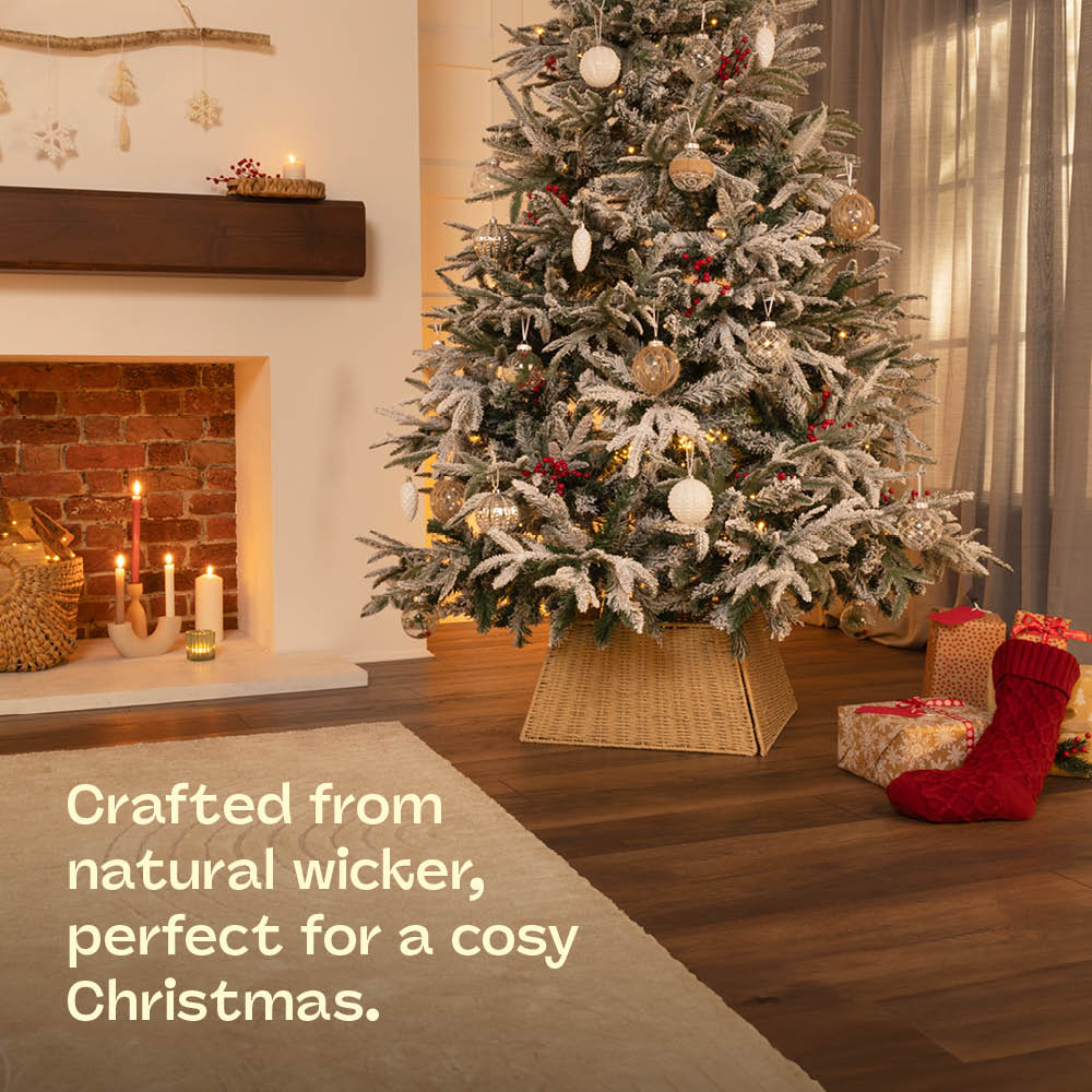 Handcrafted Wicker Tree Skirt Rustic 50cm Christmas Decoration