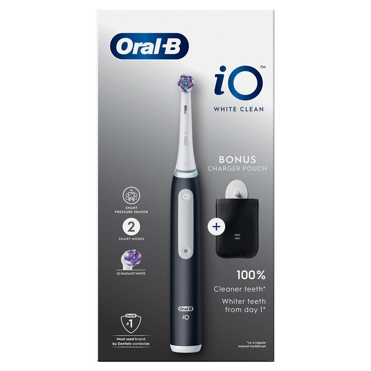 Io3 Electric Rechargeable Toothbrush With 2 Modes & Charger Case, Black