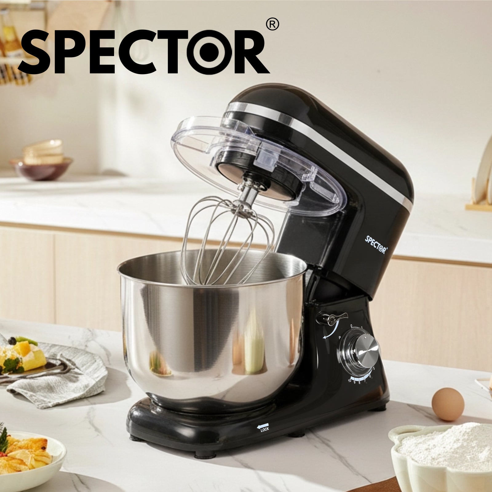 Spector Electric Food Stand Mixer 8l Stainless Steel Mixing Bowl 1300w 10 Speeds