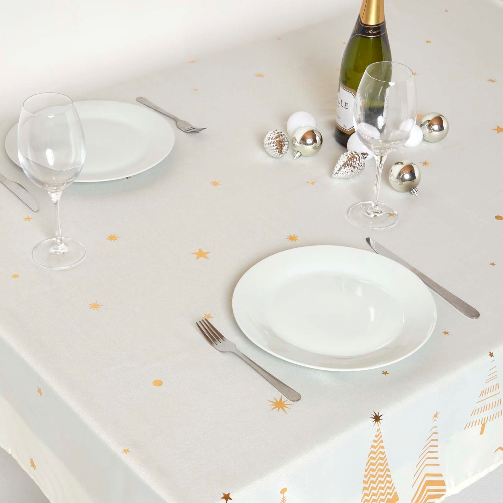 Gold Tree Christmas Table Cloth | 132 x 229cm | Gold
