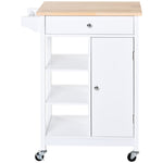 Storage Trolley With Wood Top, Shelves, Drawer