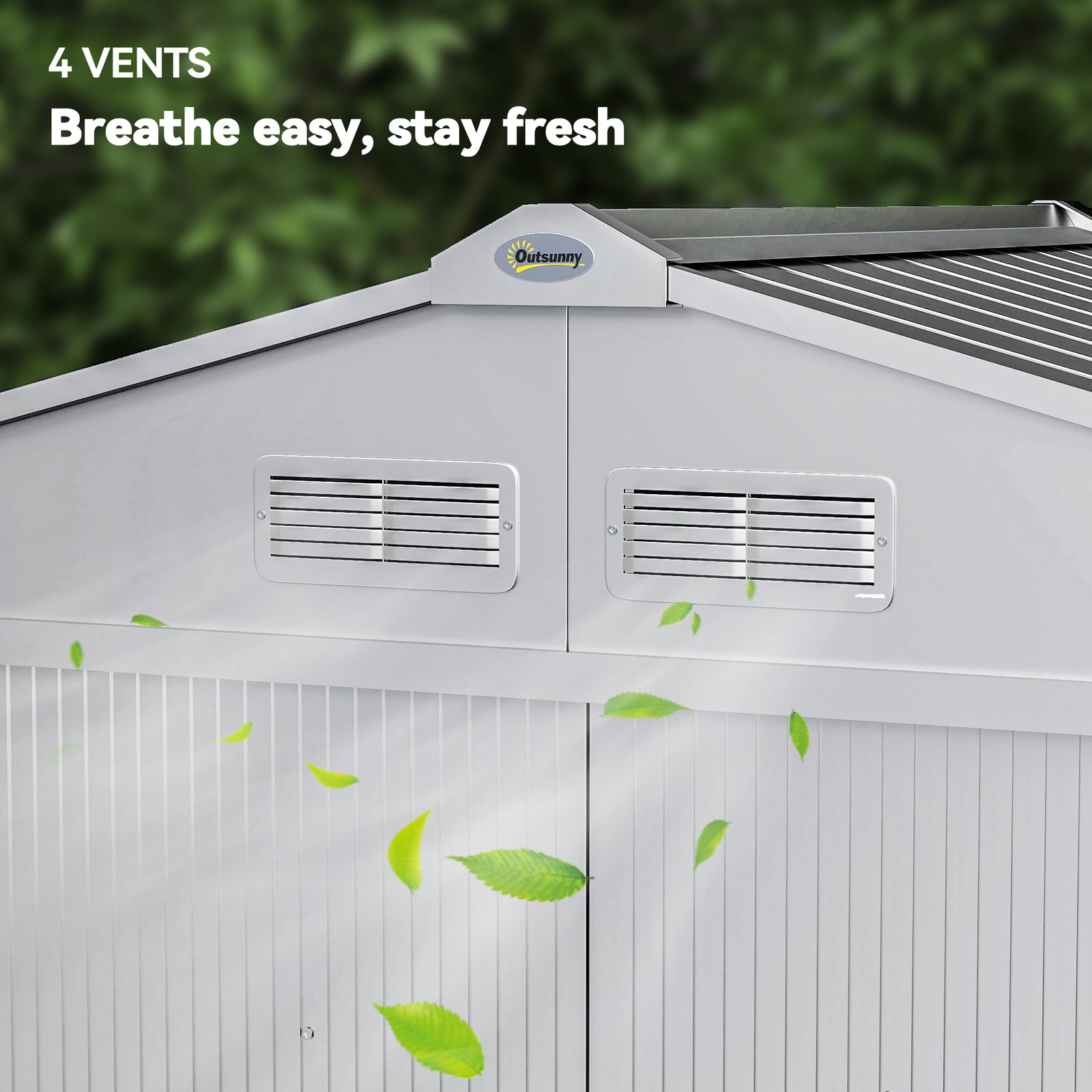 7 X 4ft Garden Shed Storage W/ Foundation Kit, Vents | Light Grey