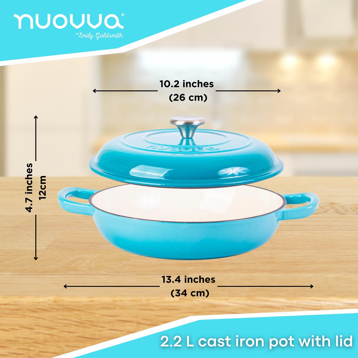Shallow Cast Iron Casserole With Lid - 2.3-quart (26 Cm) | Blue