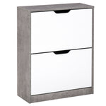 Two Drawer Shoe Cabinet Storage Organiser Groove Handles