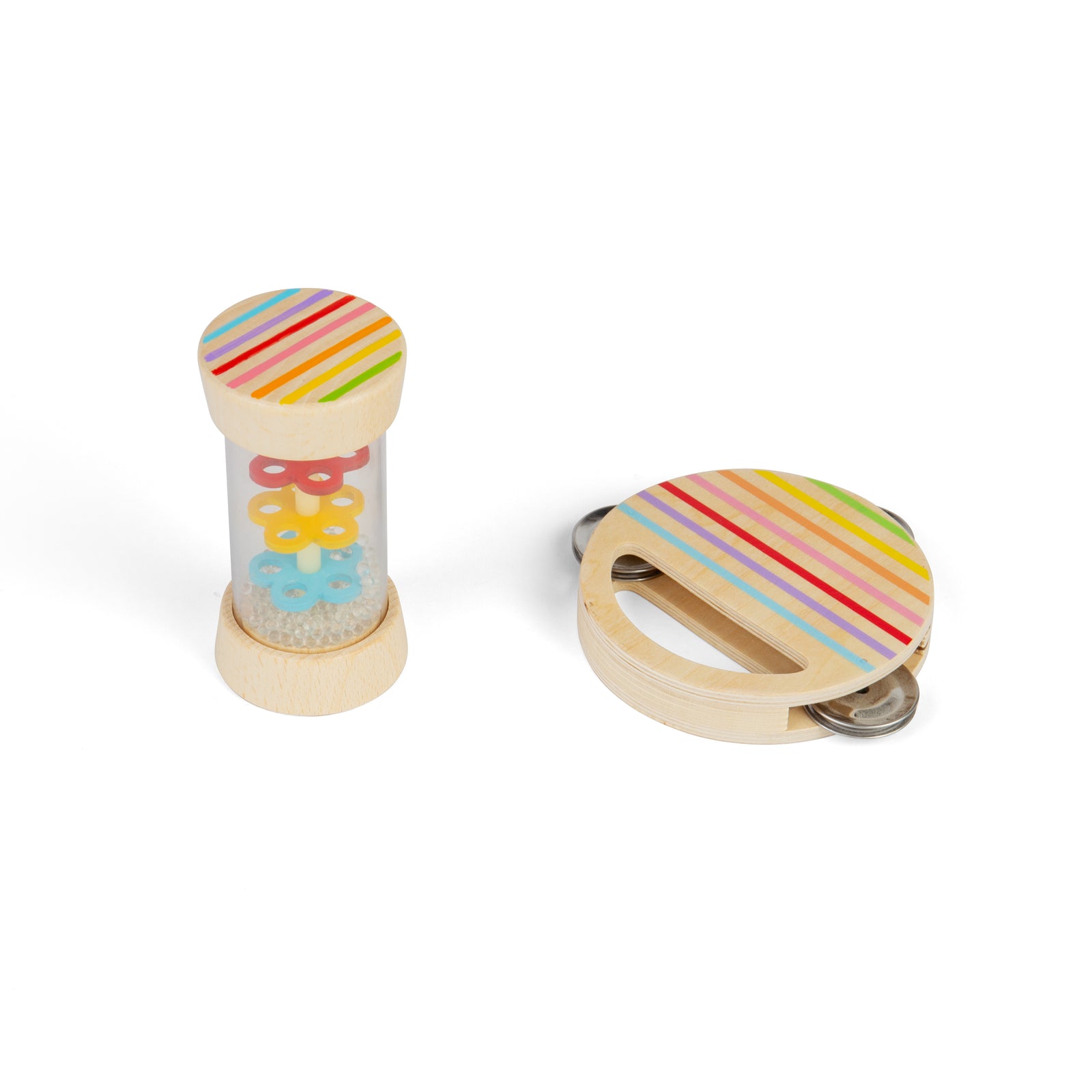 Bigjigs Toys Shake & Roll Set - Shaker & Rainmaker