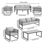 4-piece Garden Furniture Set With Sofa, 2 Armchairs & Table, Galvanised Steel Frame, Rope Weave Design, Weather-resistant Cushions | Light Grey