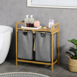 Bamboo Laundry Basket With Shelf Pull-out Bags For Bedroom
