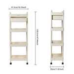 3/4-tier Rolling Storage Cart With Drawer Cream White Utility Trolley With Wheels | Medium | Cream