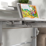 Height Adjustable Kids Desk And Chair Set, With Drawer, Bookshelf | Grey