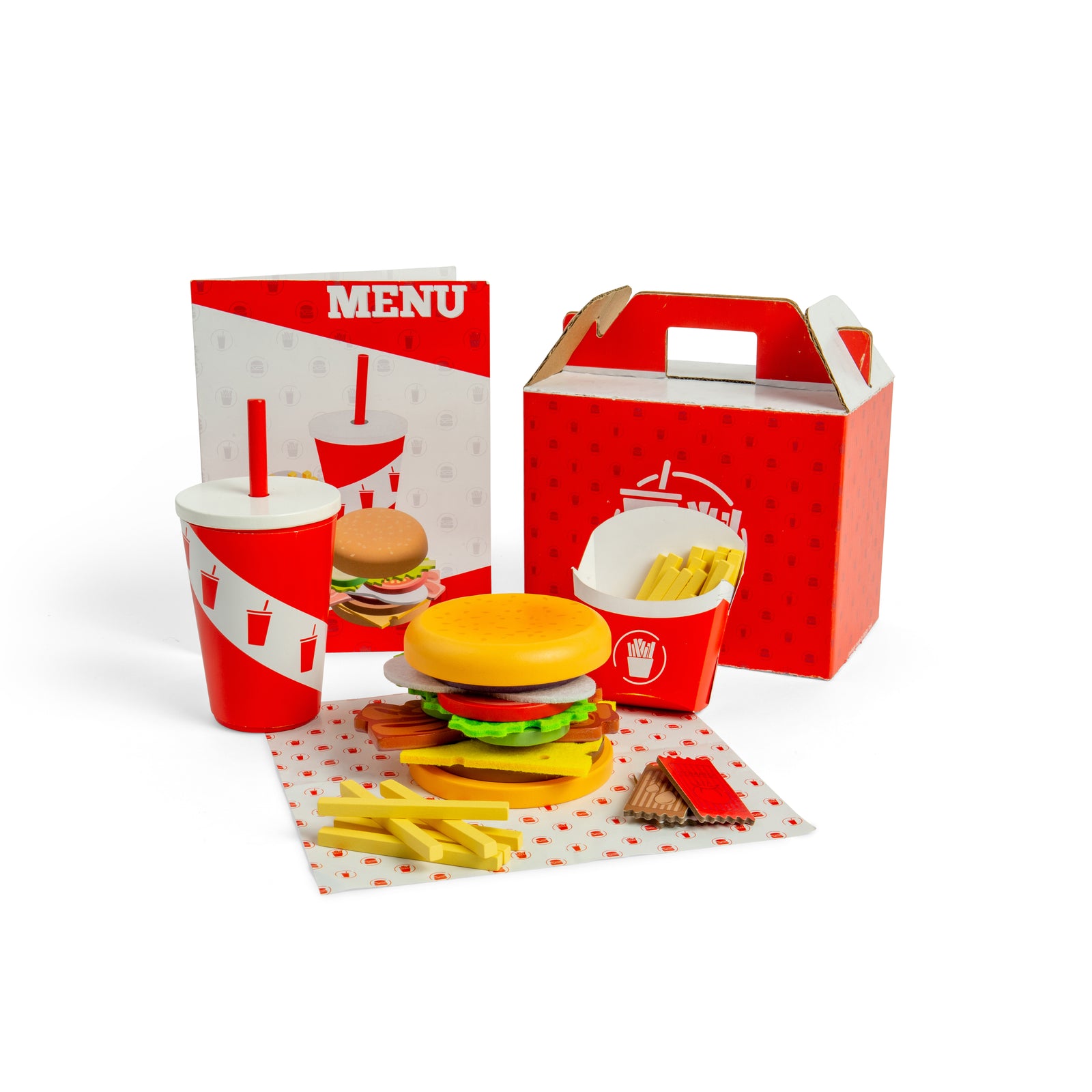 48pc Wooden Burger & Fries Set