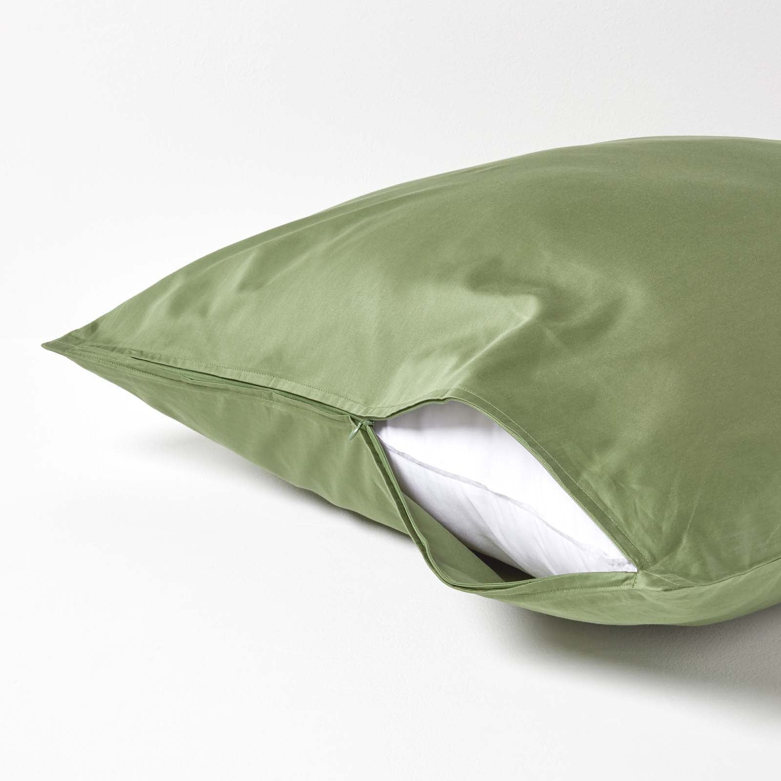 Organic Cotton European Size Pillowcase 400 Tc | 80cm x 80cm | Moss Green