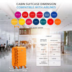 55x35x20cm Cabin Carry On Suitcase Hard Shell Overhead Luggage 100+ Airlines Approved | Cabin | Orange