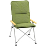 Padded Camp Chair Outdoor High Back Folding Recliner W/ Bag | Green