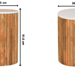 Fluted Marble Side Table In Solid Wood – Light Brown Finish
