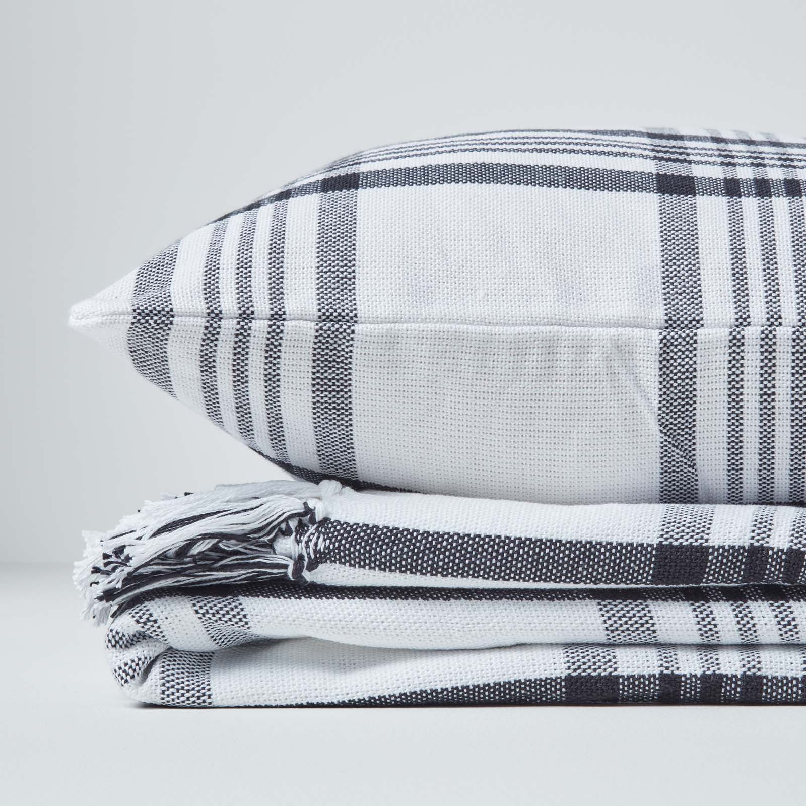 Tartan Check Sofa And Bed Throw | 255cm x 360cm | Black & White