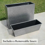 Long Zinc Galvanised Tall Trough Planter | 80cm x 25cm x 60cm | Silver Black