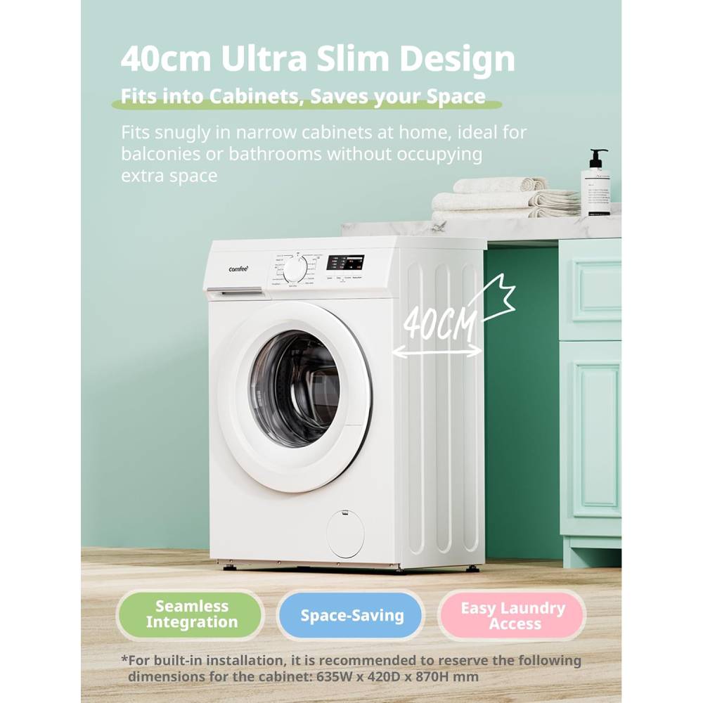 Front Load Washing Machine – Ultra-slim Design With 15 Wash Programs, Quick Wash, Delay Start & 90°c Hygiene Wash | 6kg