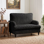 Velvet Single Sofa Armchair With Stripes | Black