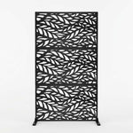 Indoor Outdoor Metal Privacy Screen - Leaf Pattern | Black