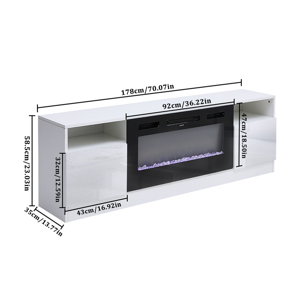 Recessed Electric Fireplace Tv Stand With Remote Control | White