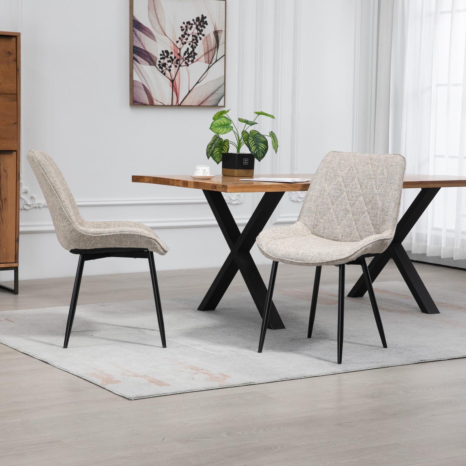Set Of 2 Bovino Fabric Dining Chairs | Brown