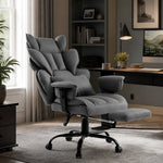 Height-adjustable Reclining Swivel Office Chair With Footrest | Dark Grey