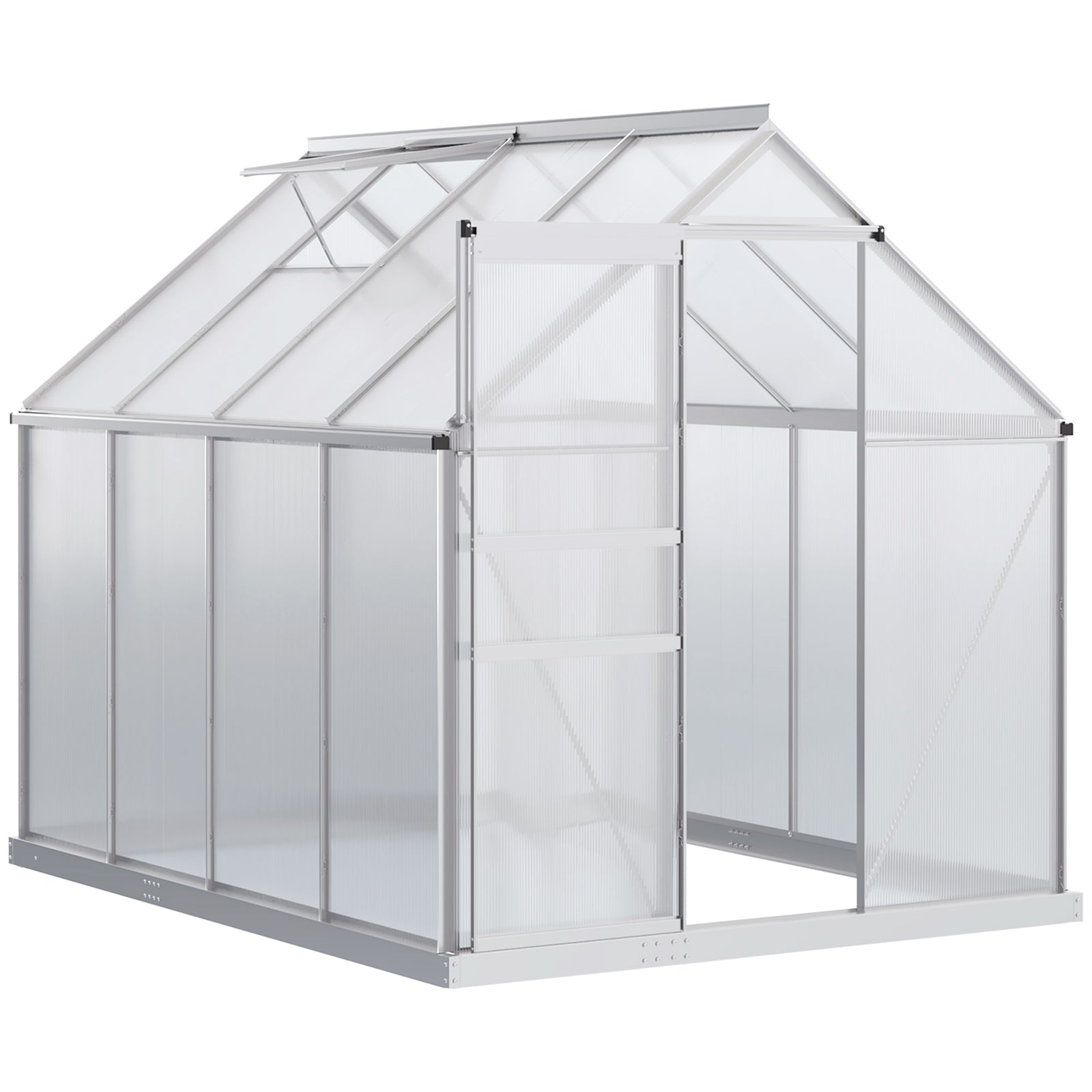 Polycarbonate Walk-in Garden Greenhouse W/ Sliding Door Tone
