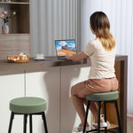 Swivel Bar Stools Set Of 2, Pu Leather Barstools With Footrest | Green