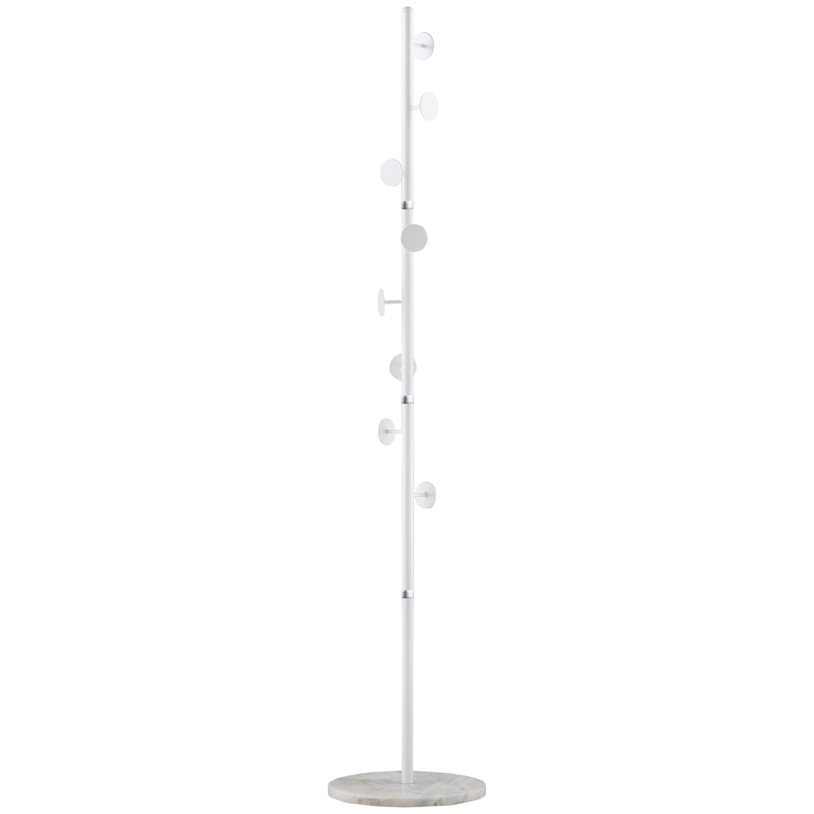 Steel Coat Stand Rack Marble Base 8 Hook Entryway | One Size | White