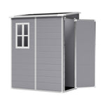 5x4ft Garden Plastic Storage Shed With Lockable Door | Large | Black & Grey