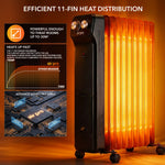 Oil-filled Electric Radiator 2500w, Adjustable Thermostat, 3 Settings | Black