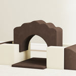 Kids Soft Play Set, 7 Piece Foam Climbing Blocks, Brown