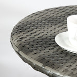 3 Pcs Folding Rattan Wicker Bistro Set, Coffee Table Set | Gray