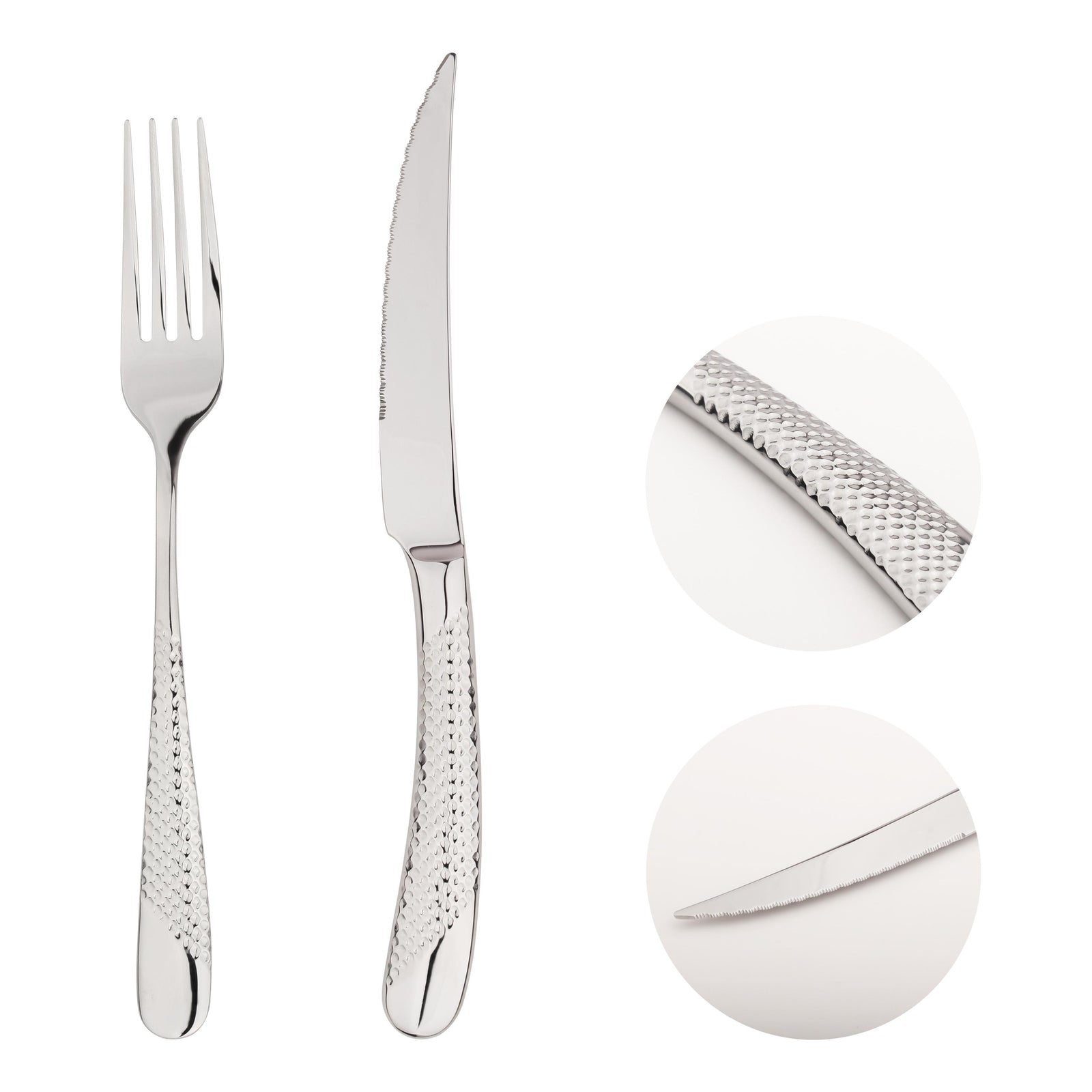 Steak Cutlery Set Knife Fork Stainless Steel 18/8 Catering Palace | Set-of-4 | Silver