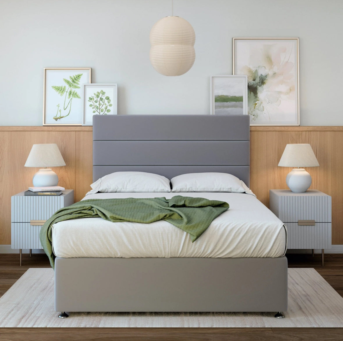 Plush Velvet Divan Base And Plain Headboard | Double | Silver