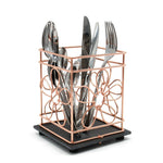 Fruit Bowl Utensil Holder Storage Basket Copper Metal Wire Slate Base