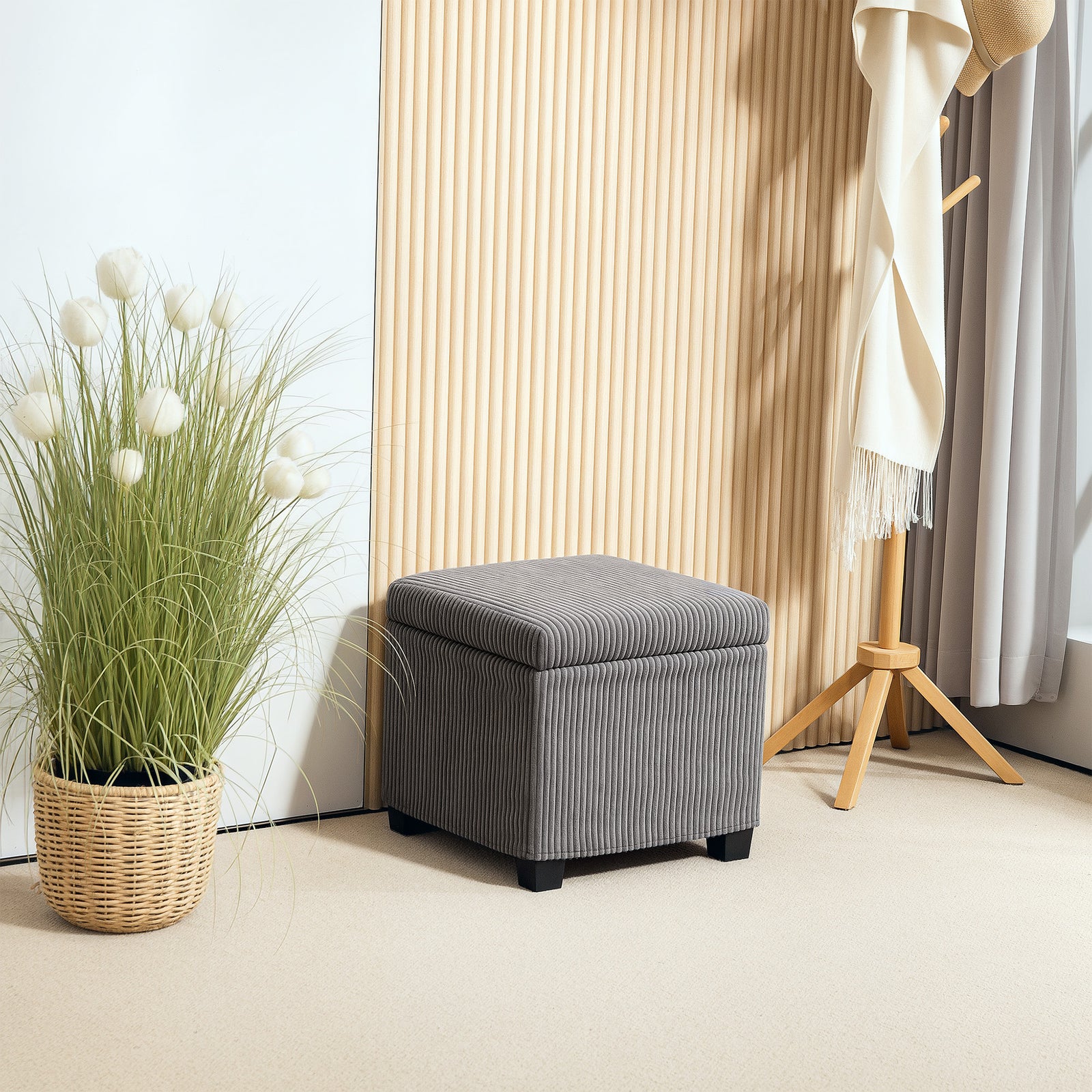 40cm Ottoman Storage Box With Removable Lid, Foot Rest | Grey